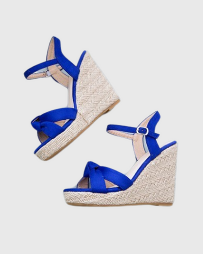 Gioia Knot Strap Wedge Espadrillas In Dark Blue