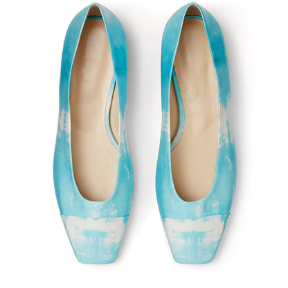 Light Blue Square Toe Comfortable Flats