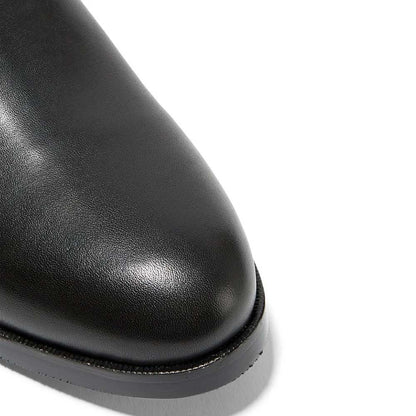 Brown and Black Round-Toe Low Heel Knee High Boots with Zipper