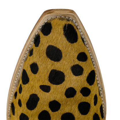 Yellow Faux Suede Snip Toe Polka Dot Short Western Boots for Women