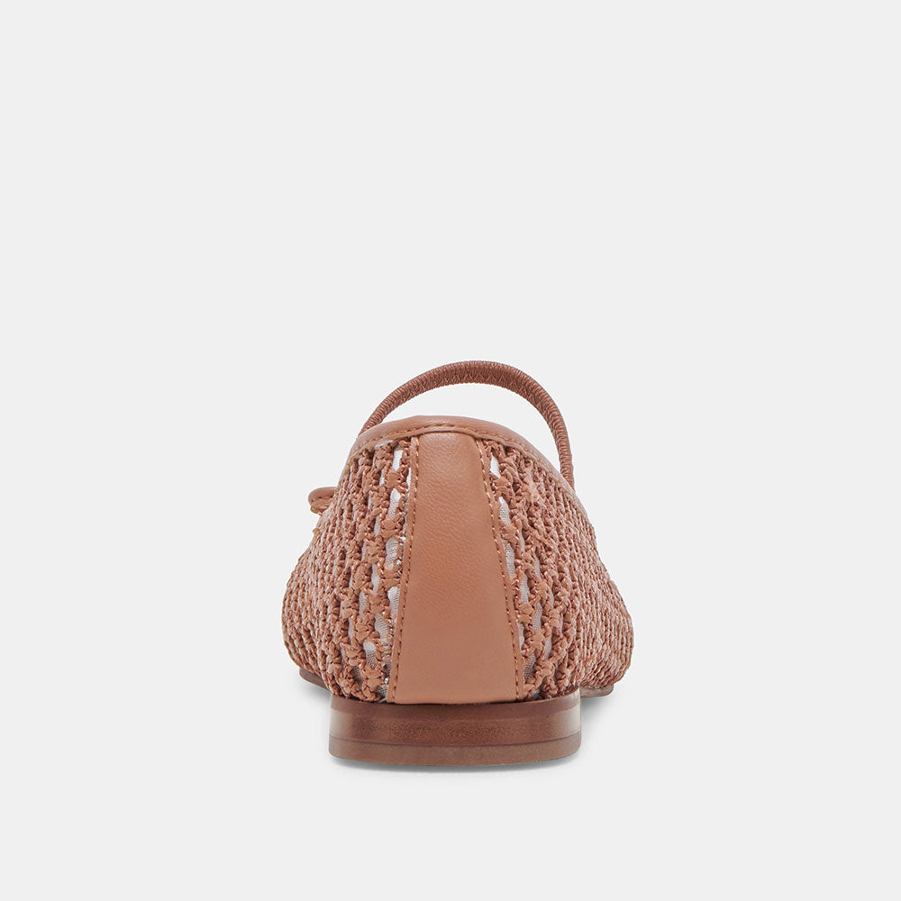 Nude Vegan Leather Round Toe Flat Stylish Woven Ballet Shoes