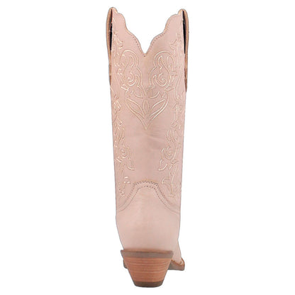 Pink Snip Toe Embroidered Mid-Calf Heeled Cowboy Boots for Women