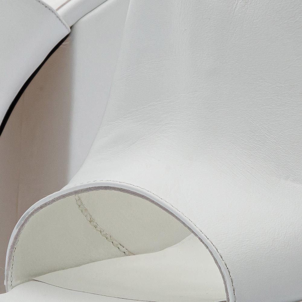 Women's White Open Square Toe High Heel Double Platform Mules