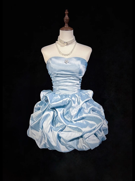 Vintage Sweetheart A-Line Homecoming Dress Ruffle Strapless Party Dress Short Cocktail Dress TP4609