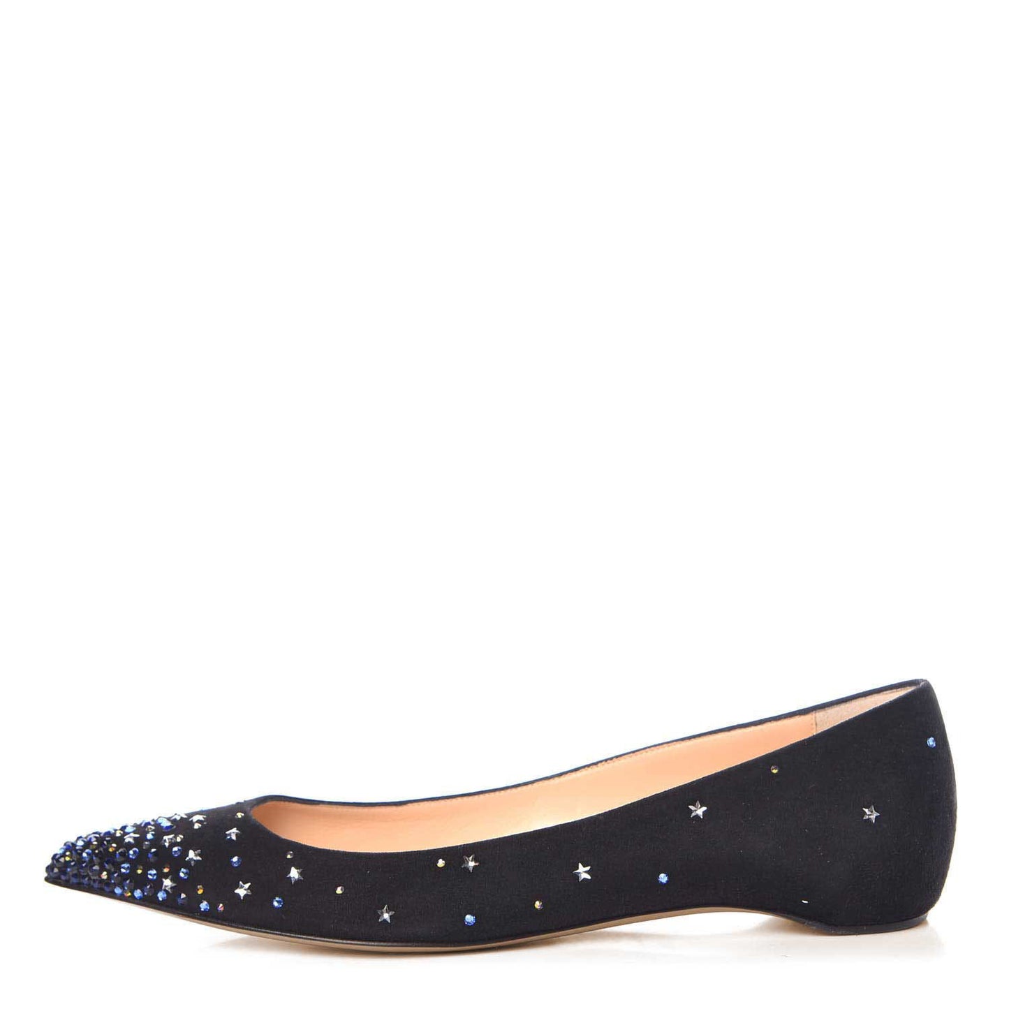 Women's Rhinestone and Stars Embellished Pointed Toe Flats in Black