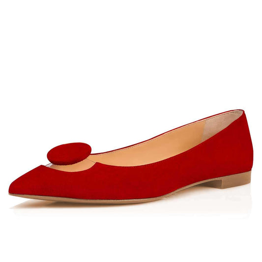 Red Trendy Shoes Slip On Pointed Toe Flats for Women