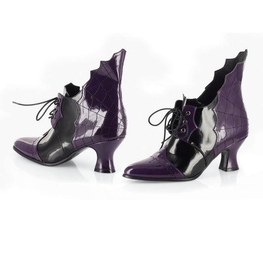 Purple & Black Patent Leather Oxford Heels Halloween Witch Boots