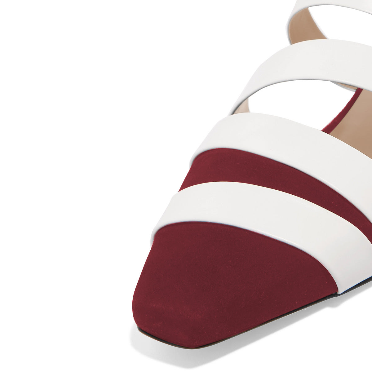 Women's White and Maroon Comfortable Flats Strappy Mules Sandals
