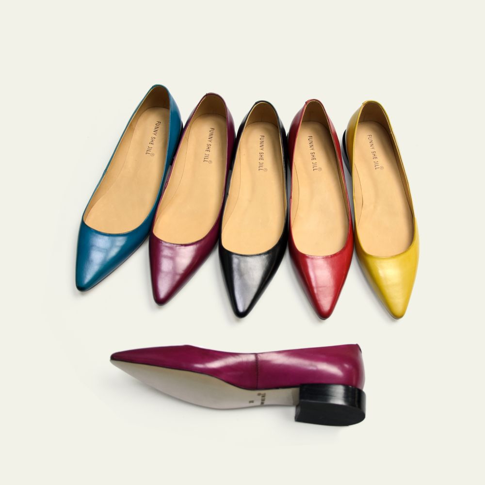 Women's Genuine Leather Commuting Pointed Toe Low Heel Pumps Shoes