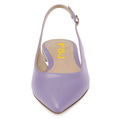Elegant Lavender Closed Pointed Toe Flats Buckled Slingback Shoes