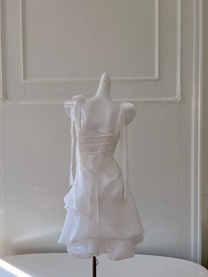 A Line White Cocktail Dresses Homecoming Dress Short Prom Dress Party Dress    cg26010