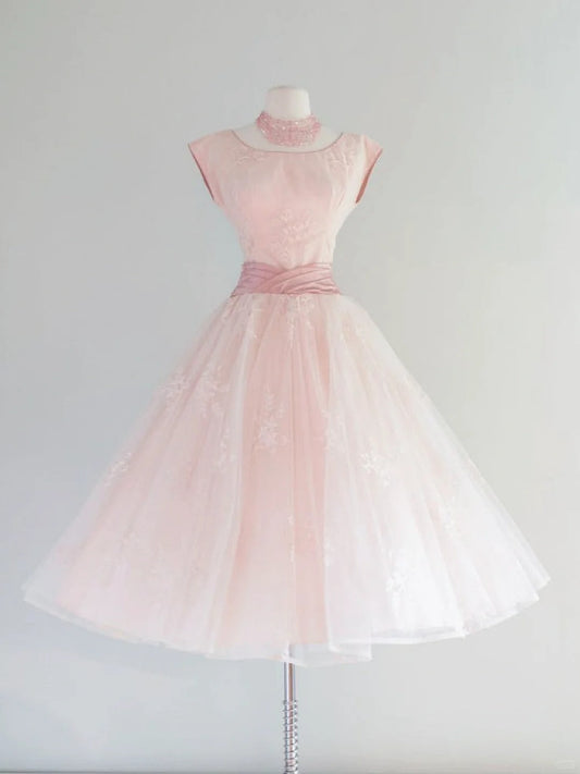 A Line Pink Vintage Homecoming Dress Short Prom Dress Party Dress    cg26053