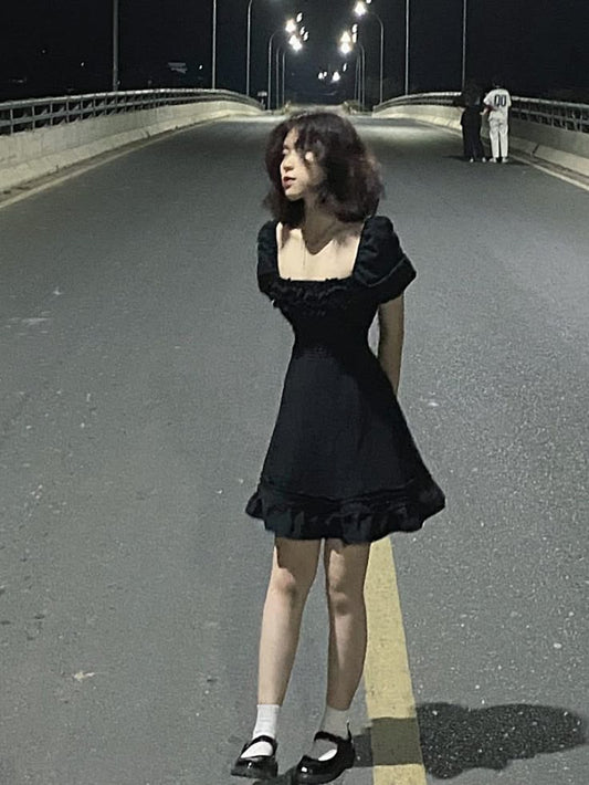 A Line Black Square Neck Cocktail Dresses Homecoming Dress Short Prom Dress Party Dress    cg26039