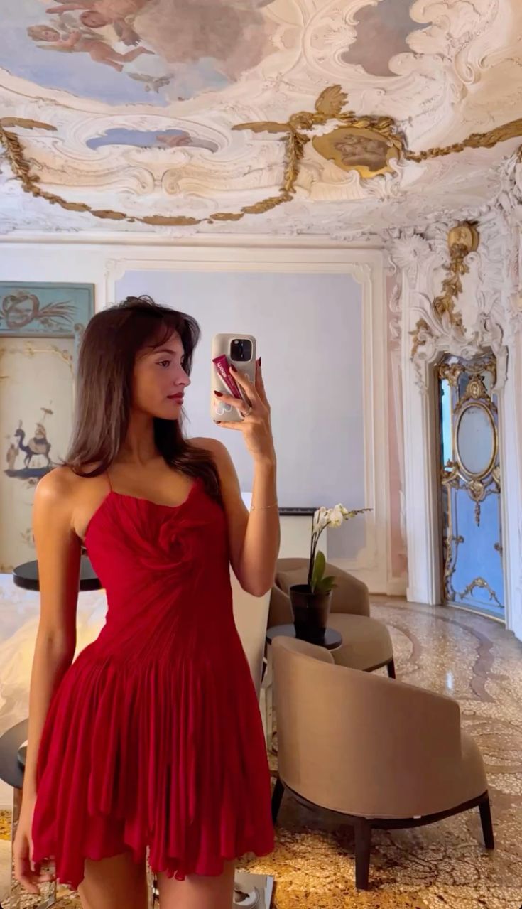 Burgundy Elegant Short Prom Dresses Spaghetti Straps Flowers Pleated Formal Dress Evening Dress   cg25875