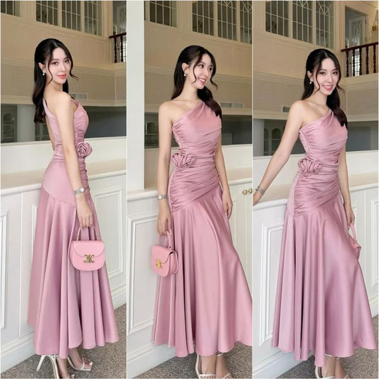 Pink One Shoulder Long Party Dress Evening Dress Prom Dresses     cg25680