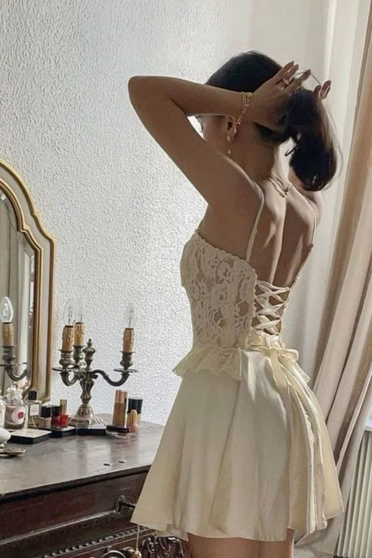 A Line Lace Cocktail Dresses Homecoming Dress Short Prom Dress Party Dress    cg26000