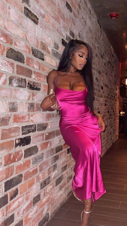 Hot Pink Simple Prom Dresses Lady Dress for Party