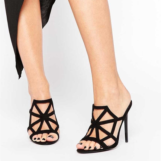 Spider-Man Black Web Stiletto Heels Mules Sandals for Halloween