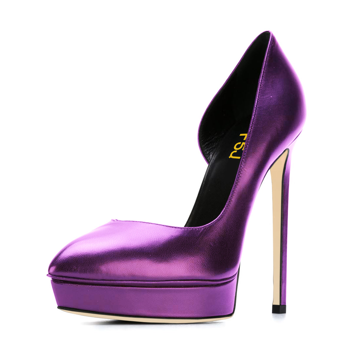 Women's Purple Platform D'Orsay Pumps Pointed Toe Stiletto Heels