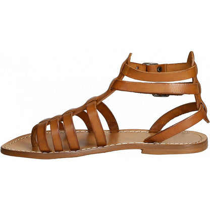 Brown  Strapy Sandals Buckles Flats Gladiator Sandals