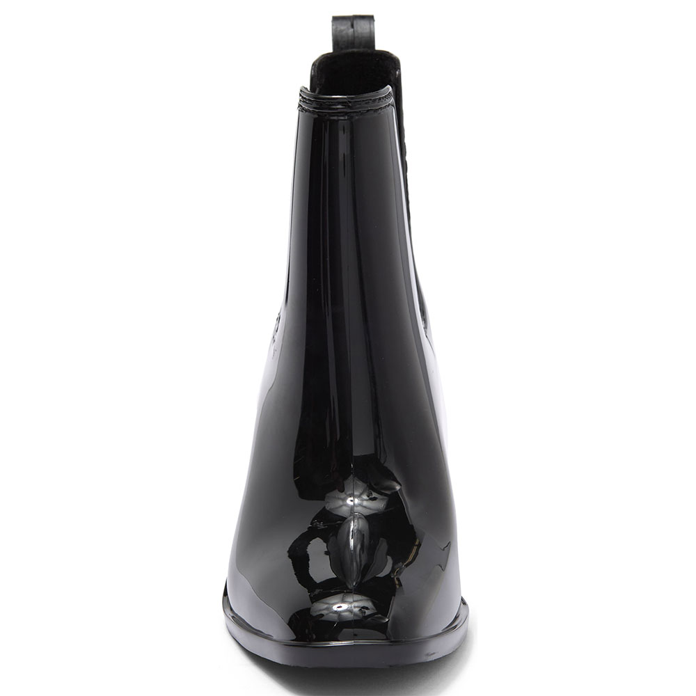 Black Closed Square Toe Chelsea Booties Block Heel Ankle Boots