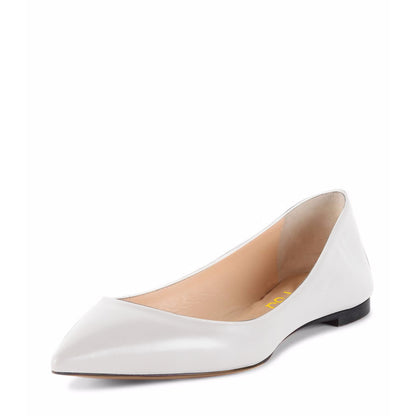 Women's Off-White Pointed Toe Comfortable Flats