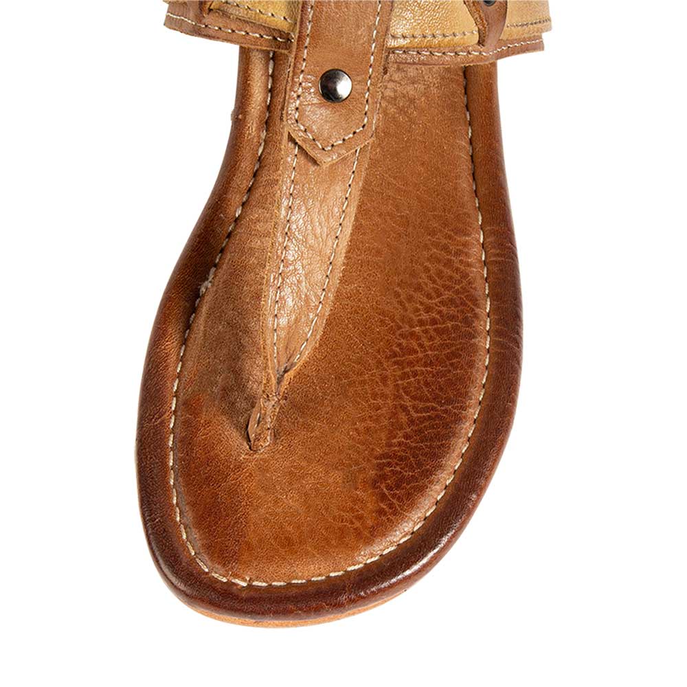 Tan Open Toe Summer Sandals Buckle Strap T-Strap Flat Beach Shoes