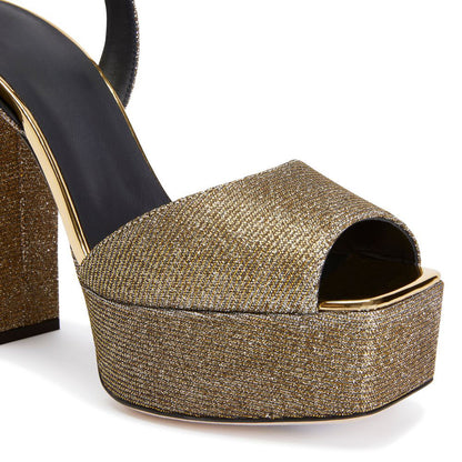 Square Peep Toe Chunky Heel Glitter Ankle Strap Sandals  Party Shoes