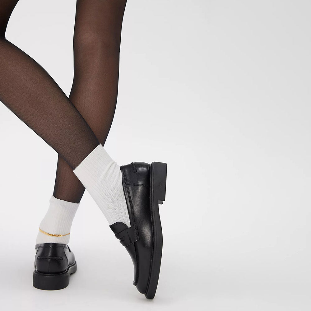 Classic Black Round Toe Slip On Flat Penny Loafers Women