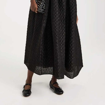 Black Bow Pleated Round Toe Ballet Flats with Beaded Buckle Strap