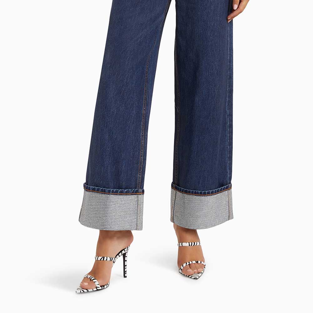 Black & White Zebra Print Pointy Toe Stiletto Heel Mules Sandals