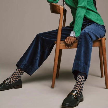 Black Faux Suede Round Toe Flat Formal Loafers with Chain