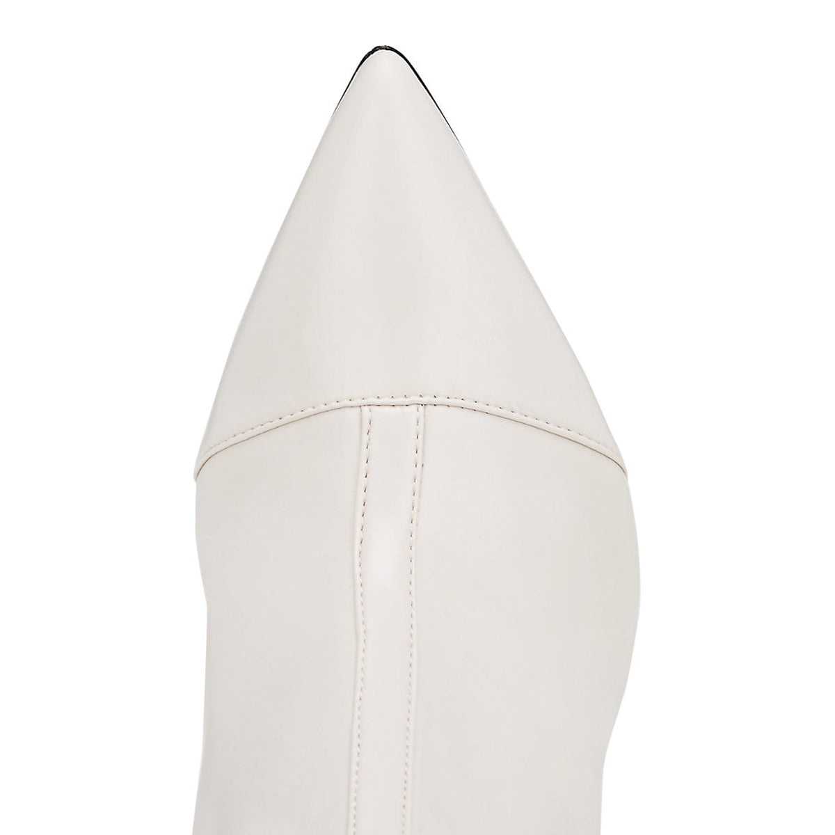 Ivory Pointy Toe Cone Heel Bow Mid Calf Boots