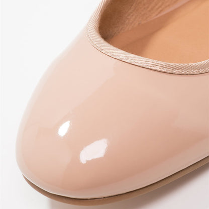 Blush Patent Leather Flats Women's Round Toe Lace Up Vintage Shoes