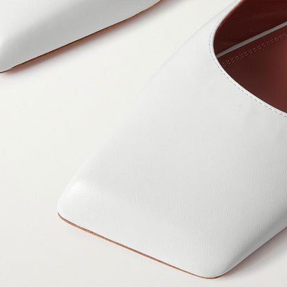 Elegant White Square Toe Rhinestone Strappy Bride Flats