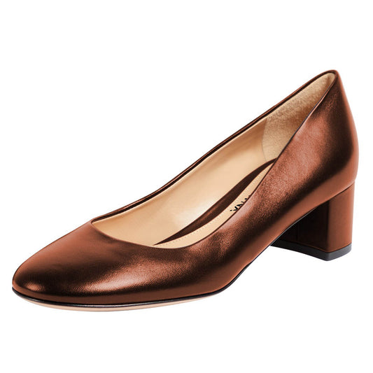 voyabags Brown Dress Shoes Round Toe Vegan Leather Pumps Heels