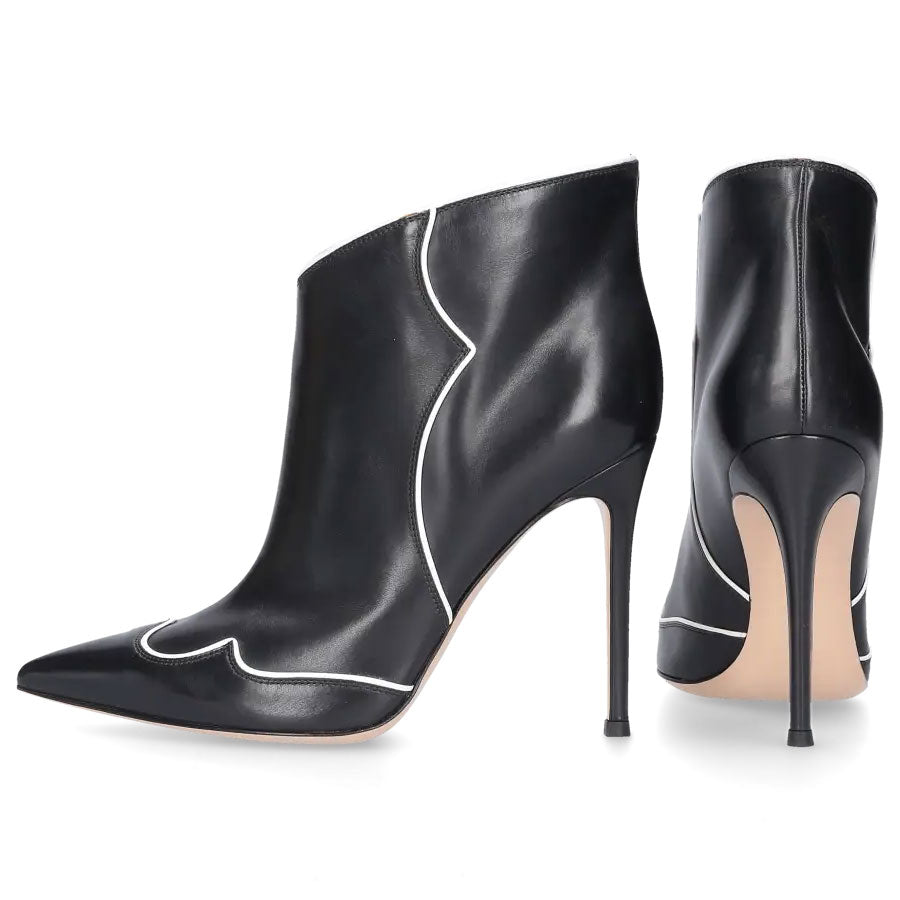 Women's Stiletto Heel Pointy Toe Slip-On Ankle Boots in Black