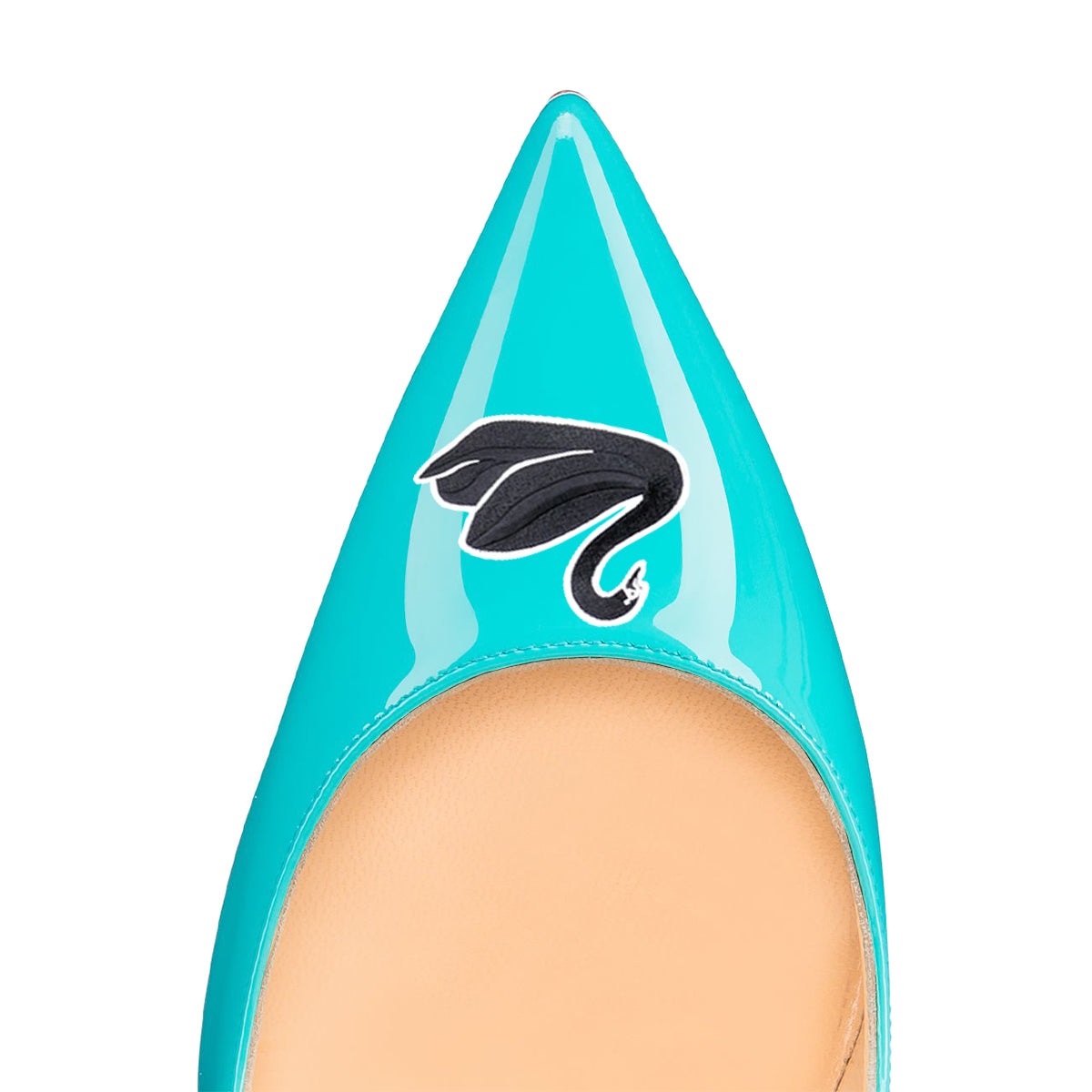 Women's Turquoise Swan Pattern Pointed Toe Stiletto Heels Pumps