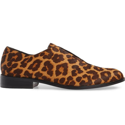 Brown Leopard Print Round Toe Casual Flats Women's Loafers