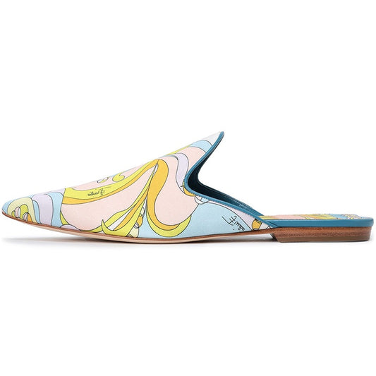 Multicolor Cartoon Print Flat Mule Loafers for Women