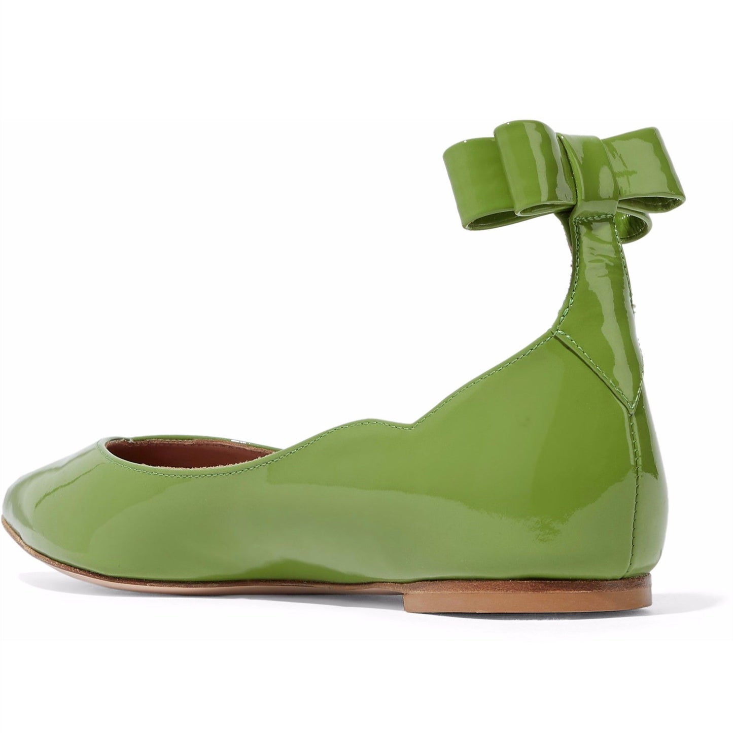 Green Patent Leather Pointy Toe Bow Comfortable Flats