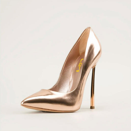 Women's Rose Gold Pointed Toe Stiletto Heels Office Pumps Shoes