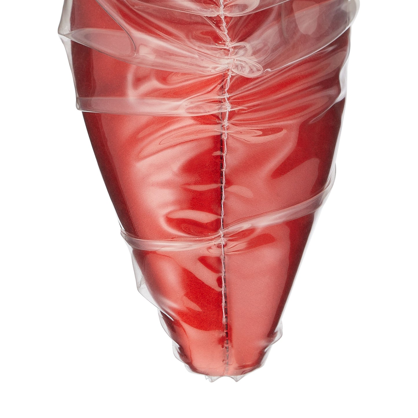 Women's Closed Toe Stiletto Heel PVC-wrapped Knee High Boots in Red