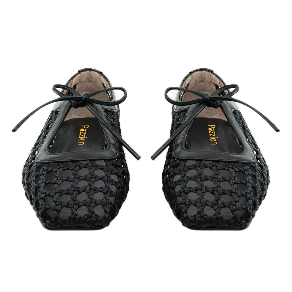 Casual Black Hollow-Out Braided Lace Up Women's Dress Flats