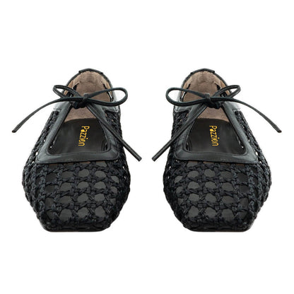Casual Black Hollow-Out Braided Lace Up Women's Dress Flats