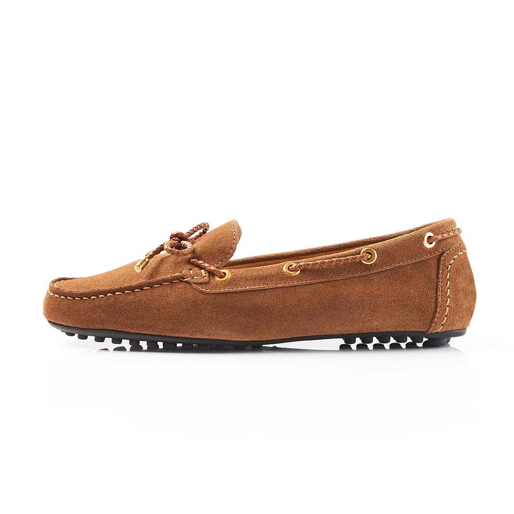 Brown Suede Loafers With Lace Up Oxford Boat Shoes