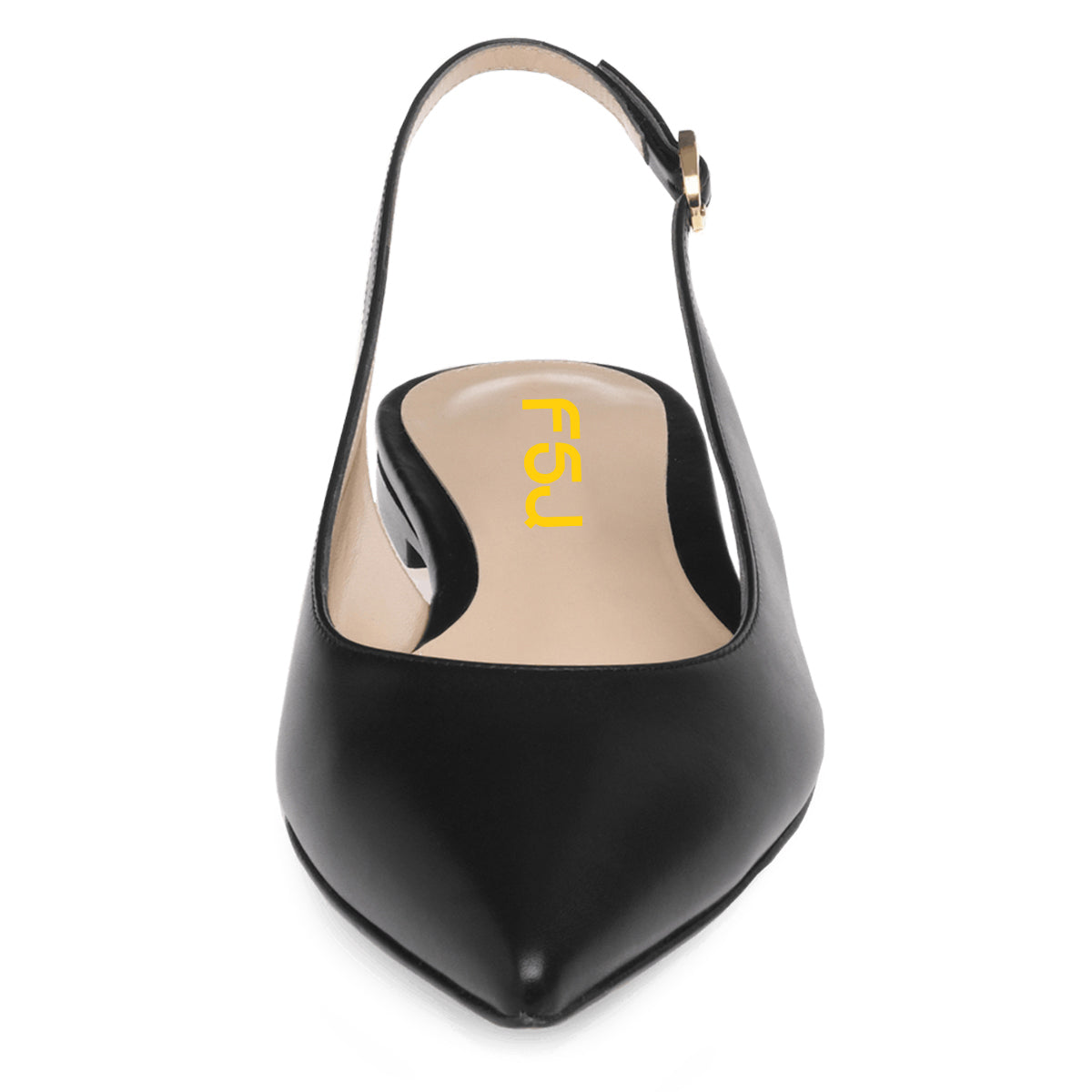 Closed Pointy Toe Casual Flats Buckled Slingback Shoes in Black