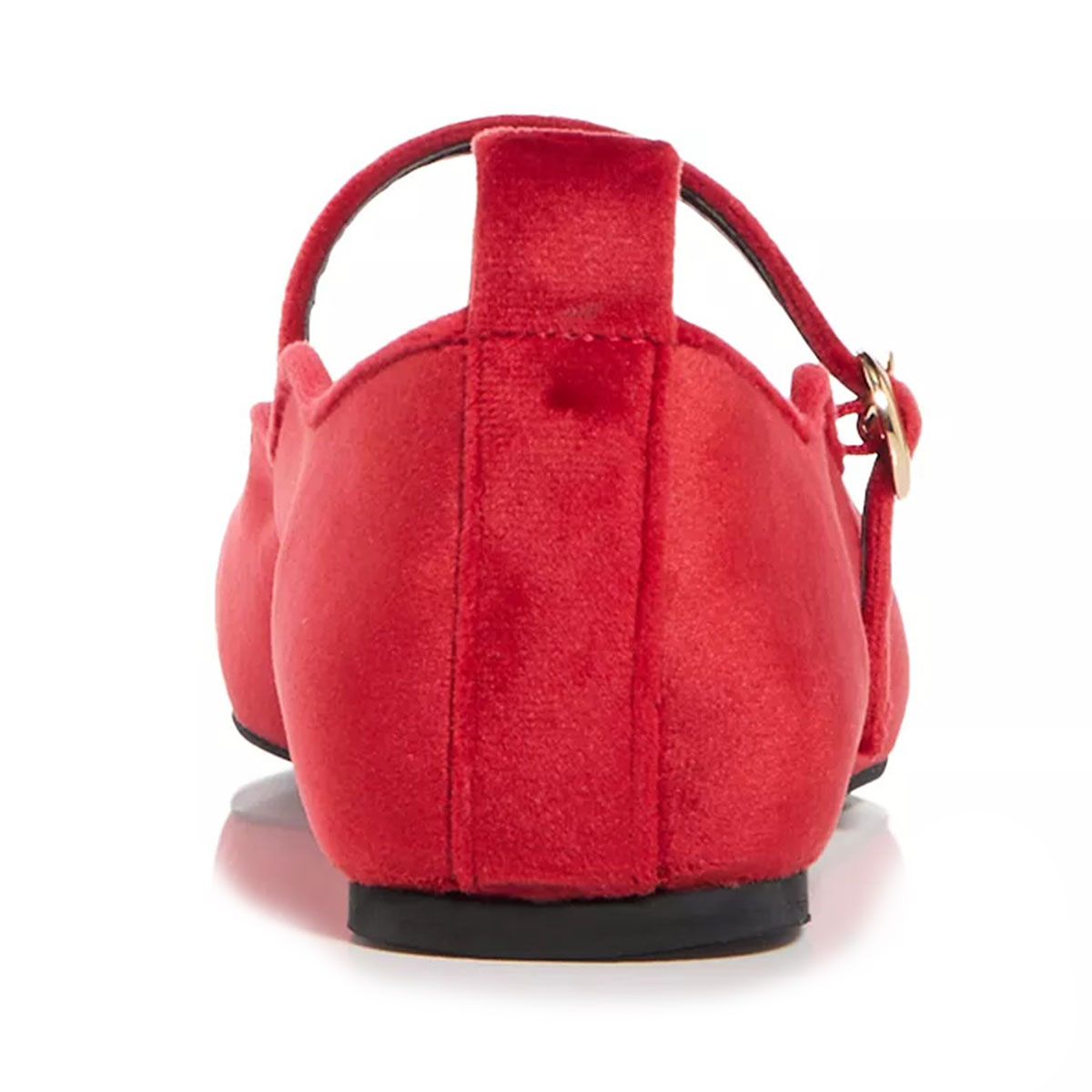 Classic Red Square Toe Strap Buckle Mary Jane Flats for Ladies