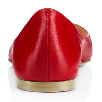 Red Pointed Toe Low-Cut Flats Slip-On Casual Shoes for Women