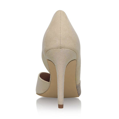 Yellow Court Shoes Pointed Toe D'Orsay Pumps Heels with Glitter Detail